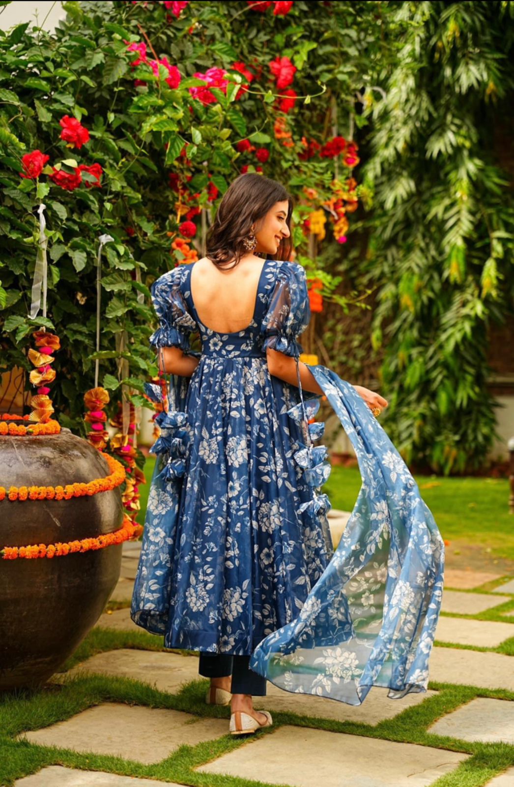 Buy Modest Art Silk Blue Designer Gown | Gowns